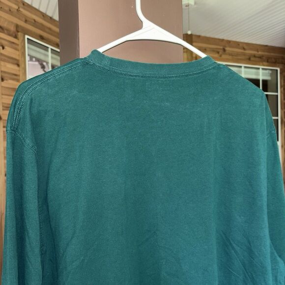 LL Bean Men L Tall Unshrinkable Tee Green Traditional 100% Cotton Casual Crew - Picture 5 of 7